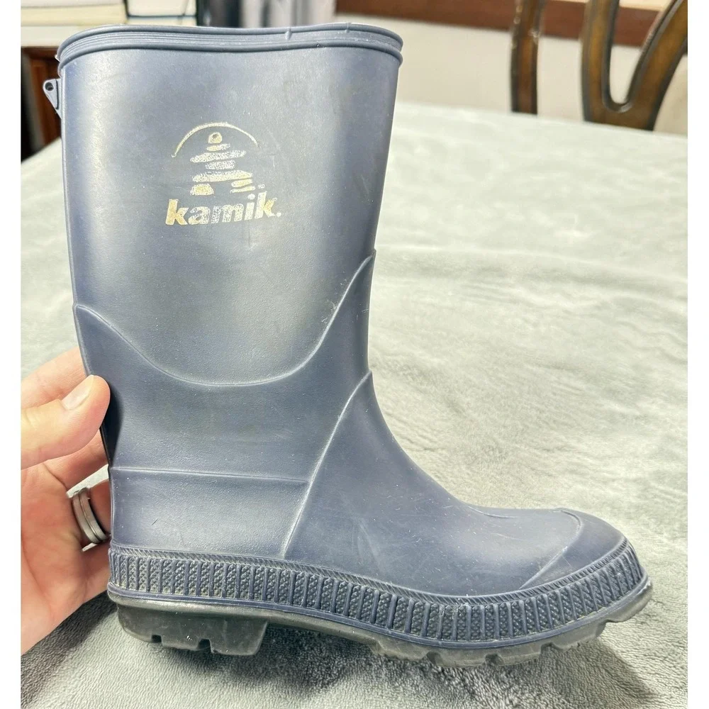 Kamik Rain Boots Womens 1 Blue Rubber Pull On Mid Calf Waterproof Outdoor‎